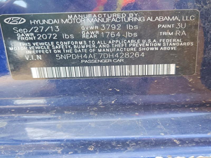 Aukcja sprzedaży 2013 Hyundai Elantra, vin: 5NPDH4AE7DH428264, numer aukcji: 64600416