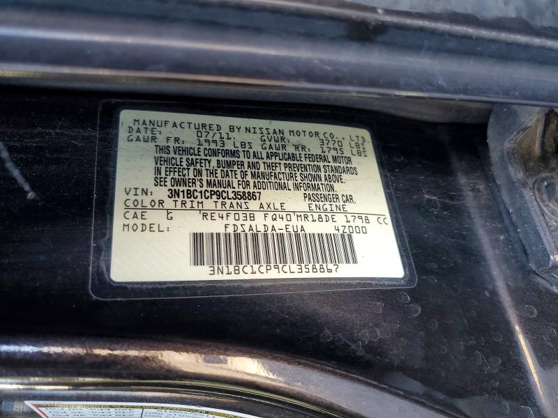 Aukcja sprzedaży 2012 Nissan Versa, vin: 3N1BC1CP9CL358867, numer aukcji: 65408356
