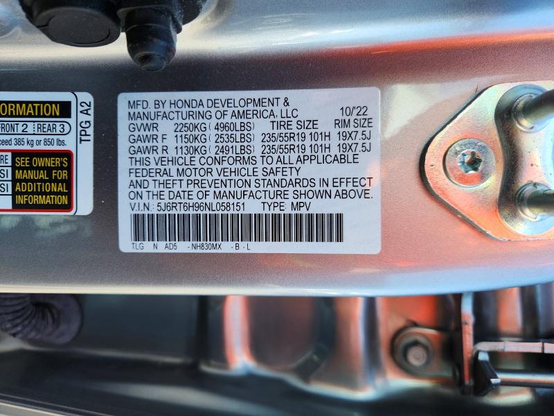 Продаж на аукціоні авто 2022 Honda Cr-v, vin: 5J6RT6H96NL058151, номер лоту: 59861266