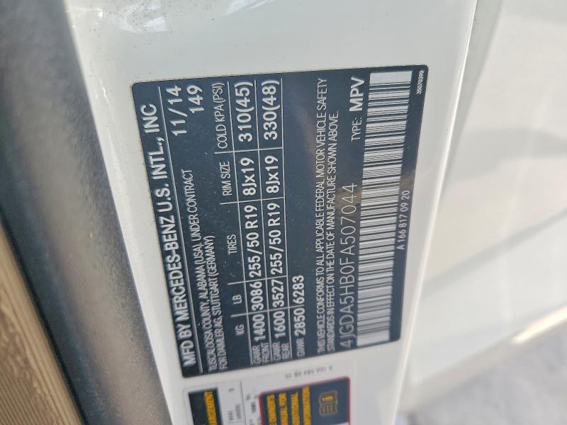 Продажа на аукционе авто 2015 Mercedes-benz Ml, vin: 4JGDA5HB0FA507044, номер лота: 65882086