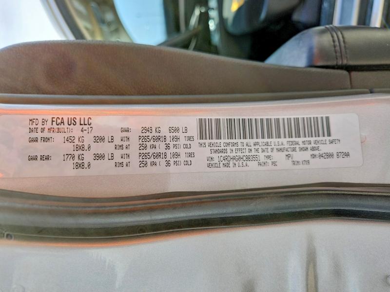 Продажа на аукционе авто 2017 Dodge Durango, vin: 1C4RDHAG0HC883551, номер лота: 64952946