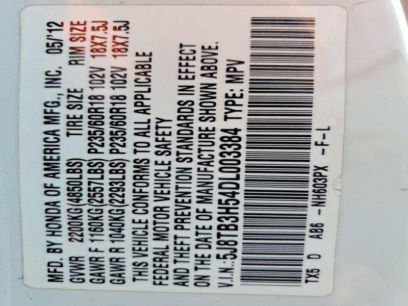 64624476 :رقم المزاد ، 5J8TB3H54DL003384 vin ، 2013 Acura Rdx مزاد بيع