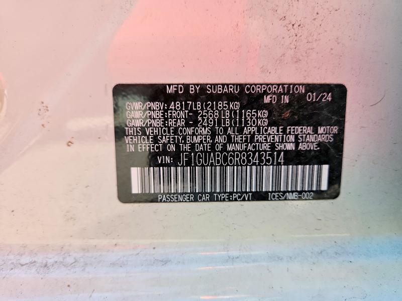 Продажа на аукционе авто 2024 Subaru Impreza, vin: JF1GUABC6R8343514, номер лота: 63591456