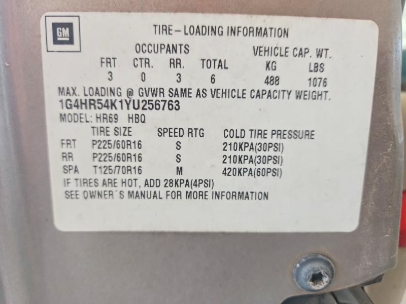 66218956 :رقم المزاد ، 1G4HR54K1YU256763 vin ، 2000 Buick Lesabre مزاد بيع