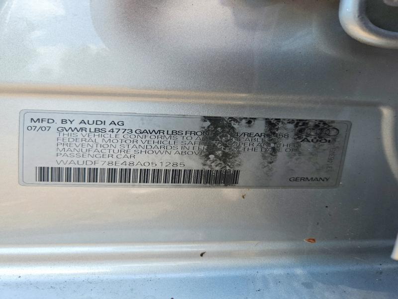 Продаж на аукціоні авто 2008 Audi A4, vin: WAUDF78E48A051285, номер лоту: 63904546