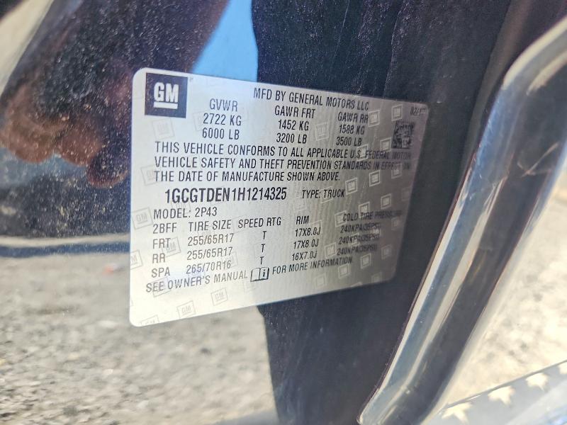 Продаж на аукціоні авто 2017 Chevrolet Colorado, vin: 1GCGTDEN1H1214325, номер лоту: 66182446