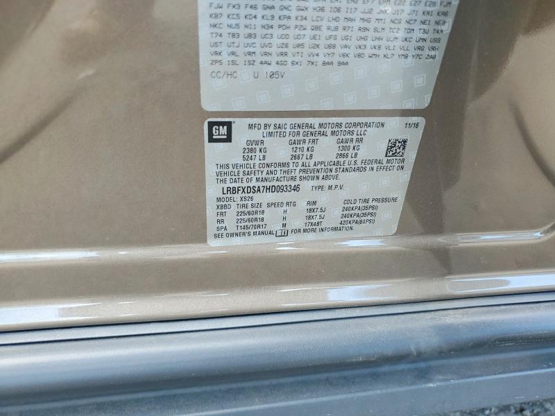 Aukcja sprzedaży 2017 Buick Envision, vin: LRBFXDSA7HD093346, numer aukcji: 65648836