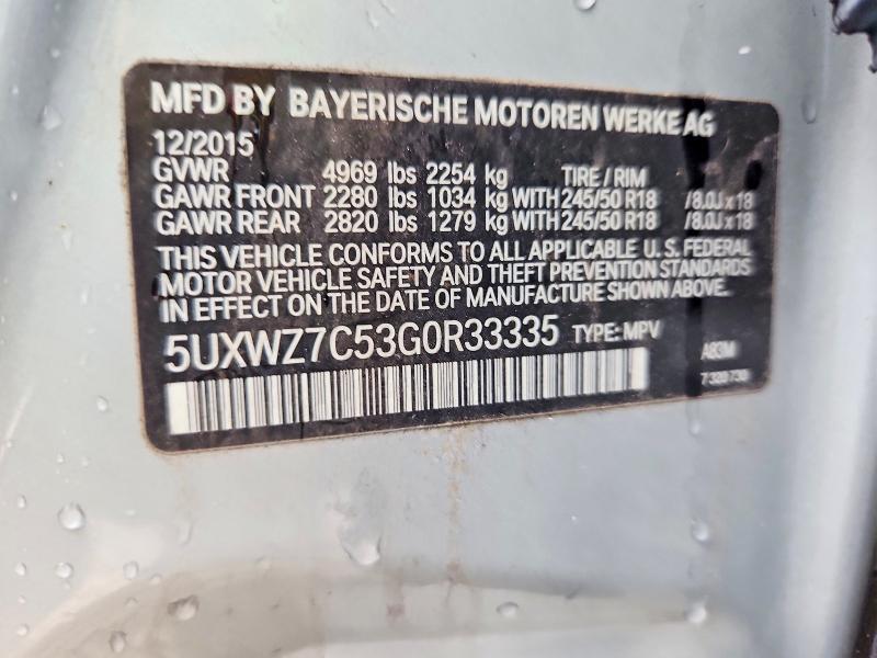 Aukcja sprzedaży 2016 Bmw X3, vin: 5UXWZ7C53G0R33335, numer aukcji: 66136236