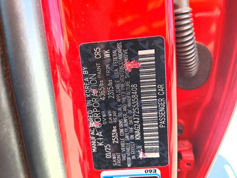 Aukcja sprzedaży 2025 Kia K5, vin: KNAG24J72S5358408, numer aukcji: 66291376