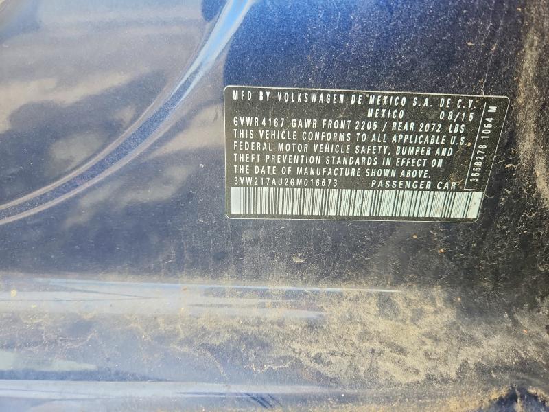 Auction sale of the 2016 Volkswagen Golf, vin: 3VW217AU2GM016673, lot number: 63853516