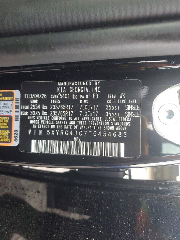 2026 Kia Sorento მანქანა იყიდება აუქციონზე, vin: 5XYRG4JC7TG454683, აუქციონის ნომერი: 66611816
