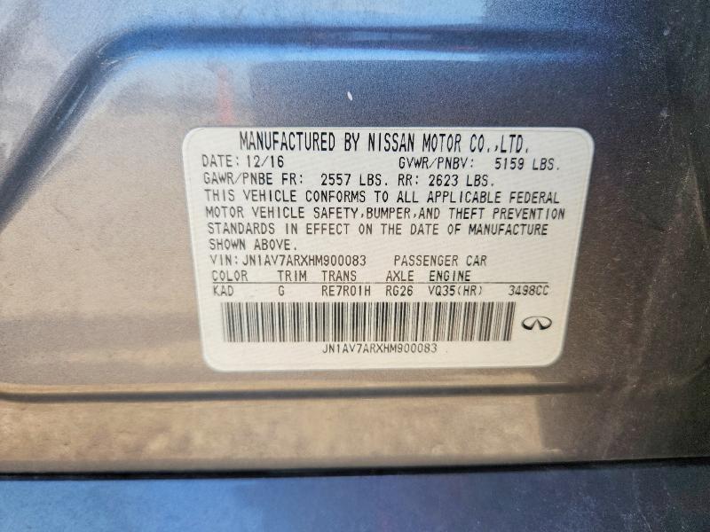 Продажа на аукционе авто 2017 Infiniti Q50, vin: JN1AV7ARXHM900083, номер лота: 66784056