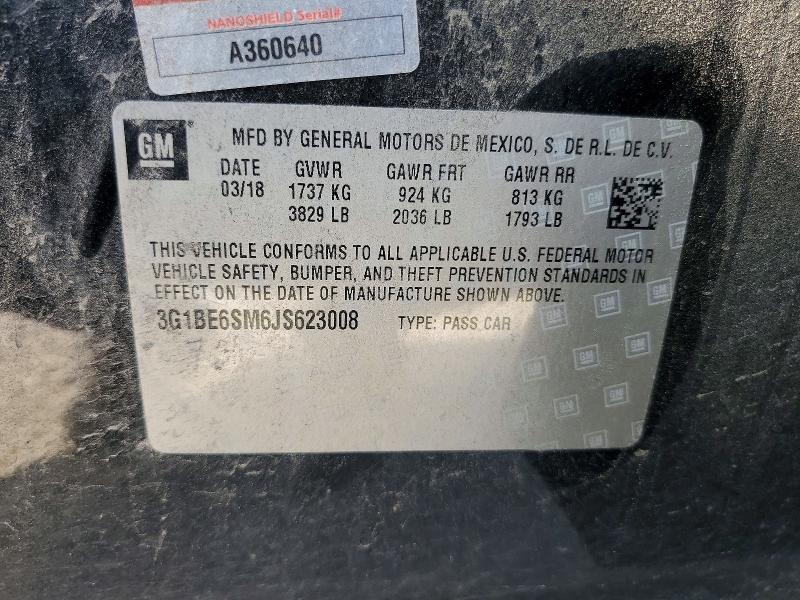 Aukcja sprzedaży 2018 Chevrolet Cruze, vin: 3G1BE6SM6JS623008, numer aukcji: 63858596