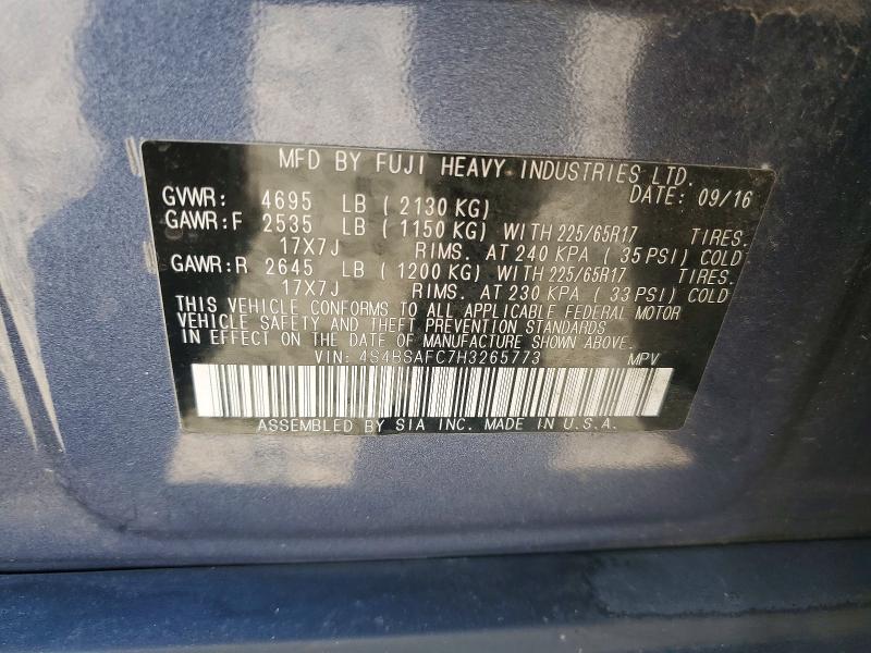 Продажа на аукционе авто 2017 Subaru Outback, vin: 4S4BSAFC7H3265773, номер лота: 66220316