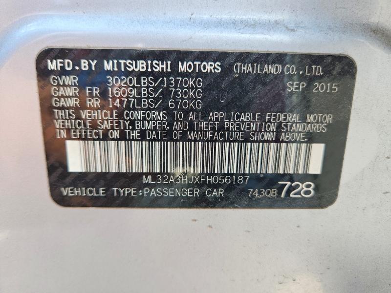 2015 Mitsubishi Mirage მანქანა იყიდება აუქციონზე, vin: ML32A3HJXFH056187, აუქციონის ნომერი: 64195826