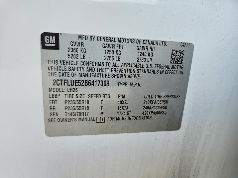 Aukcja sprzedaży 2011 Gmc Terrain, vin: 2CTFLUE52B6417308, numer aukcji: 55378336