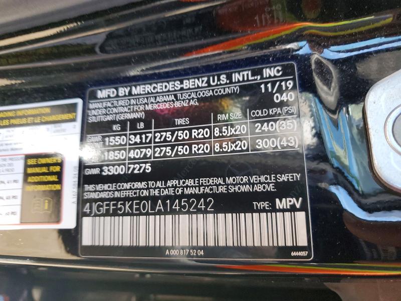 Aukcja sprzedaży 2020 Mercedes-benz Gls, vin: 4JGFF5KE0LA145242, numer aukcji: 66381396