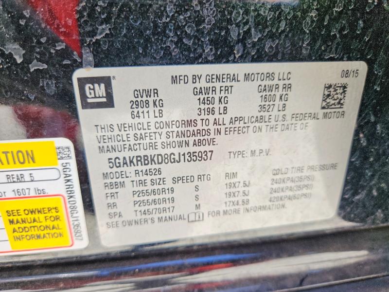 Aukcja sprzedaży 2016 Buick Enclave, vin: 5GAKRBKD8GJ135937, numer aukcji: 65801706