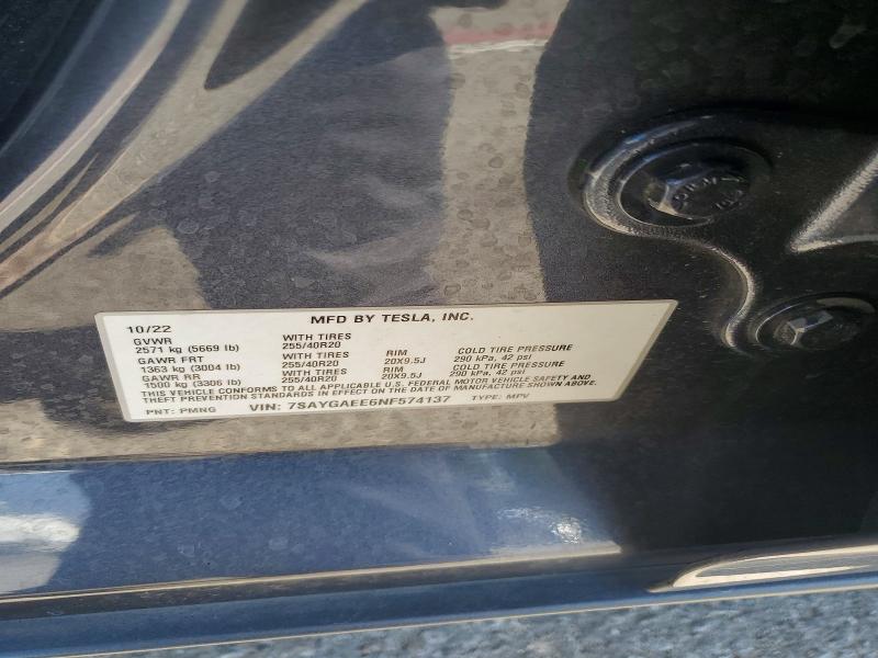 Продаж на аукціоні авто 2022 Tesla Model Y, vin: 7SAYGAEE6NF574137, номер лоту: 66384846