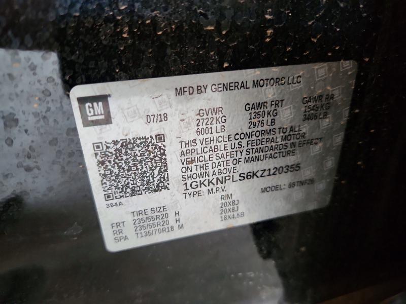 Aukcja sprzedaży 2019 Gmc Acadia, vin: 1GKKNPLS6KZ120355, numer aukcji: 64995396