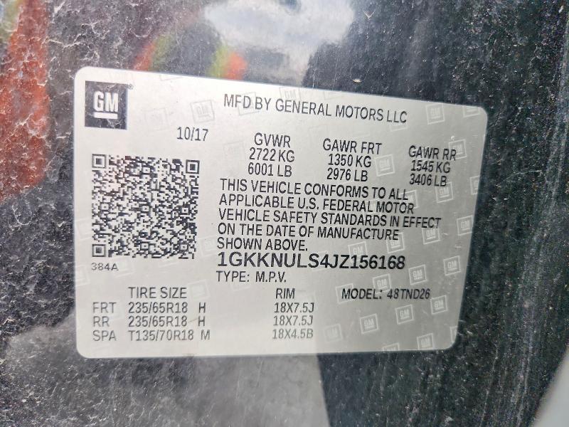 Aukcja sprzedaży 2018 Gmc Acadia, vin: 1GKKNULS4JZ156168, numer aukcji: 65551166