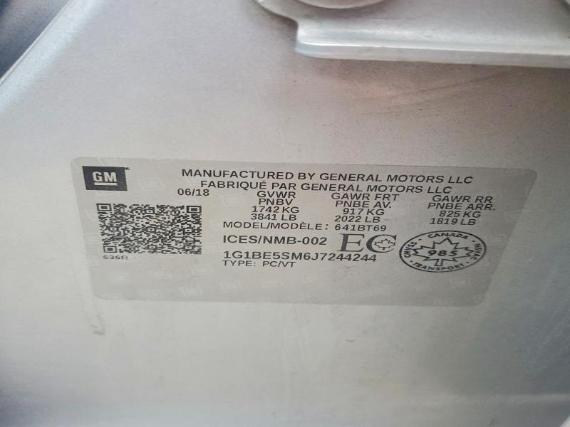 Aukcja sprzedaży 2018 Chevrolet Cruze, vin: 1G1BE5SM6J7244244, numer aukcji: 66031696