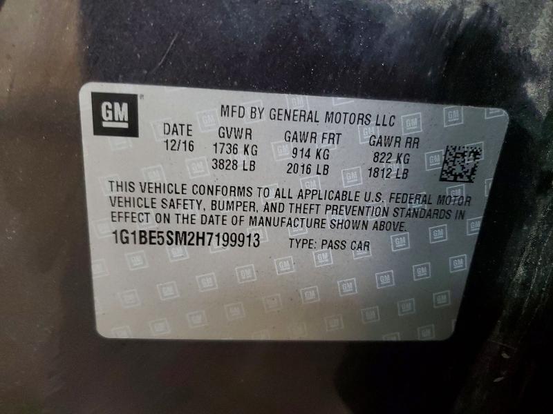 Продажа на аукционе авто 2017 Chevrolet Cruze, vin: 1G1BE5SM2H7199913, номер лота: 64786506