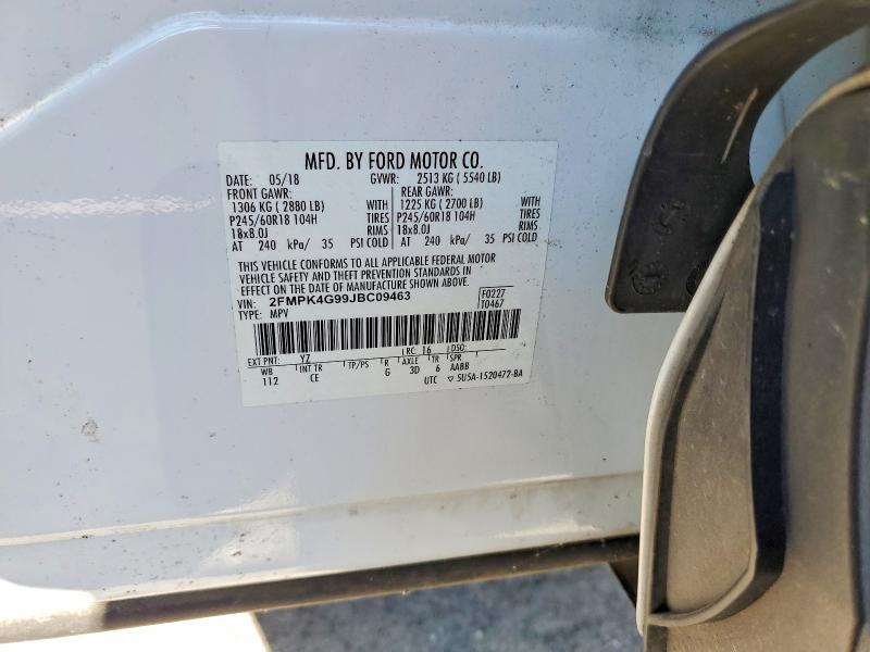 Продажа на аукционе авто 2018 Ford Edge, vin: 2FMPK4G99JBC09463, номер лота: 59303376