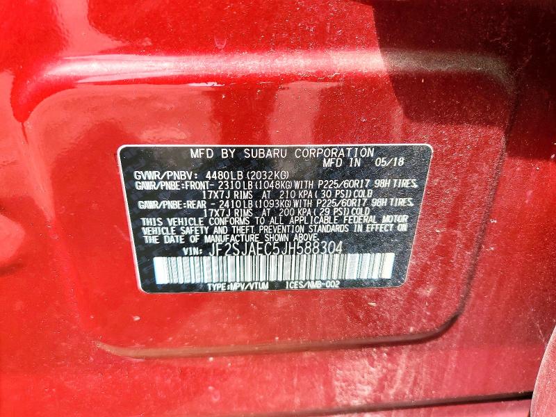 Aukcja sprzedaży 2018 Subaru Forester, vin: JF2SJAEC5JH588304, numer aukcji: 65362616