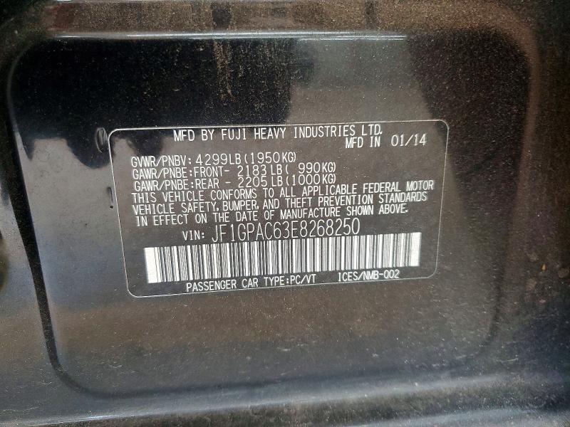 2014 Subaru Impreza მანქანა იყიდება აუქციონზე, vin: JF1GPAC63E8268250, აუქციონის ნომერი: 64617516