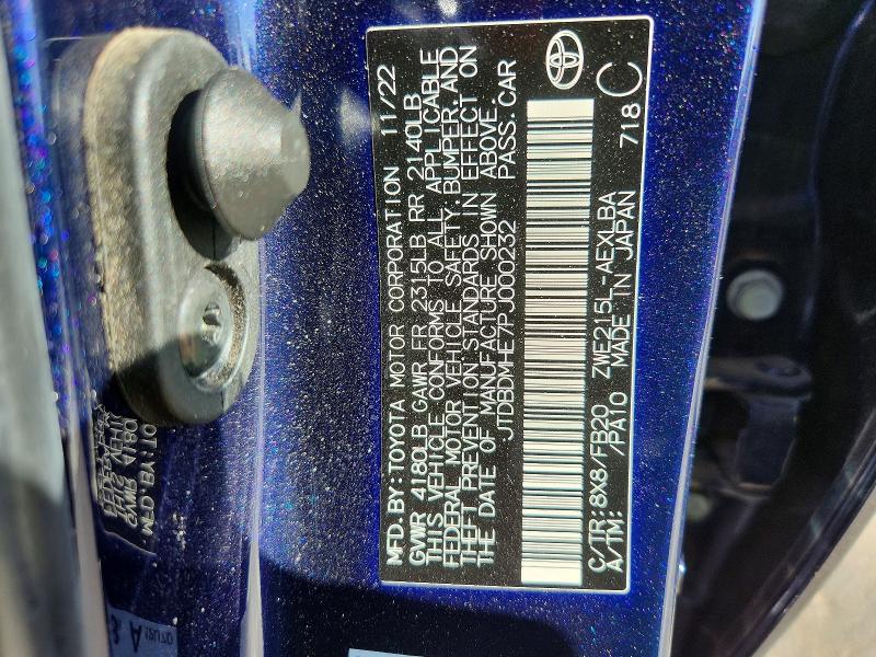 Продаж на аукціоні авто 2023 Toyota Corolla Hybrid, vin: JTDBDMHE7PJ000232, номер лоту: 67140296