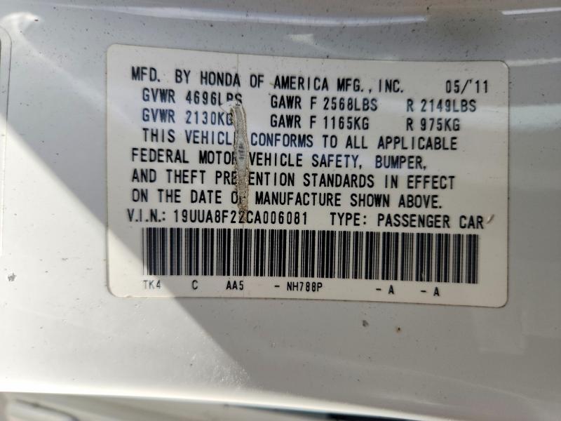 63019586 :رقم المزاد ، 19UUA8F22CA006081 vin ، 2012 Acura Tl مزاد بيع