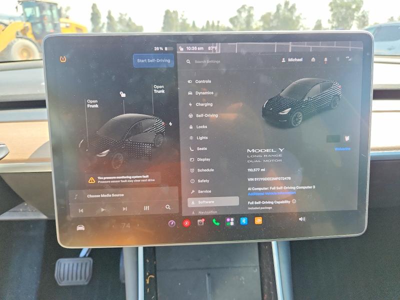 2021 Tesla Model Y მანქანა იყიდება აუქციონზე, vin: 5YJYGDEE2MF072478, აუქციონის ნომერი: 64860076