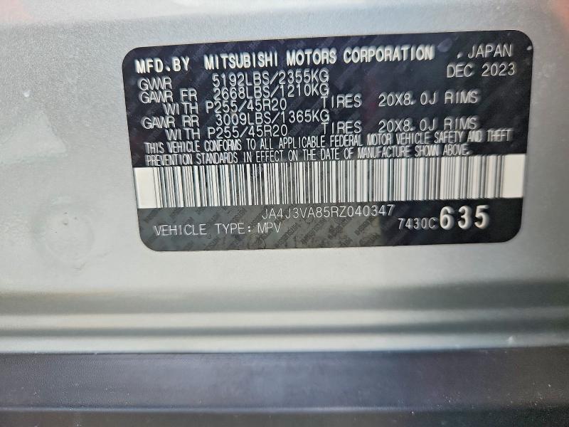 67287696 :رقم المزاد ، JA4J3VA85RZ040347 vin ، 2024 Mitsubishi Outlander مزاد بيع