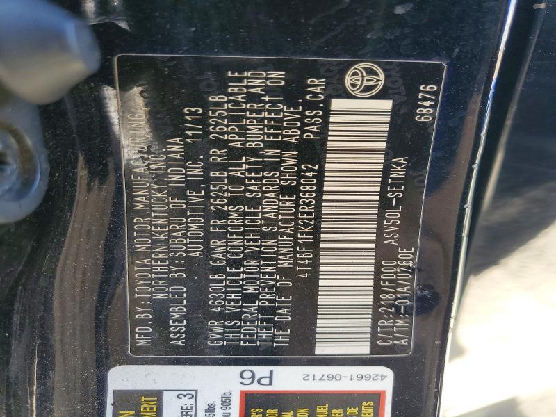 Aukcja sprzedaży 2014 Toyota Camry, vin: 4T4BF1FK2ER368042, numer aukcji: 63604516