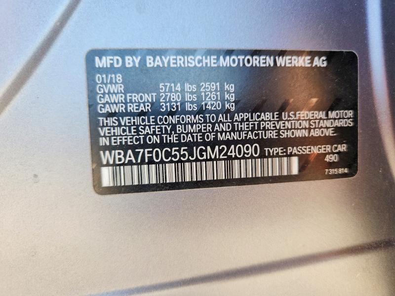 63667796 :رقم المزاد ، WBA7F0C55JGM24090 vin ، 2018 Bmw 750 مزاد بيع