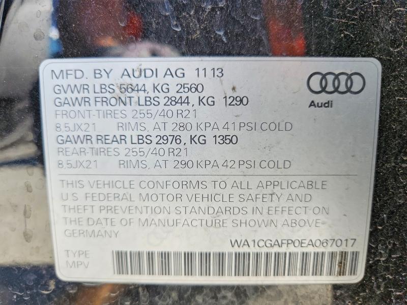 Auction sale of the 2014 Audi Sq5, vin: WA1CGAFP0EA067017, lot number: 66601646