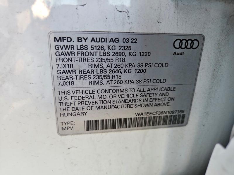 Aukcja sprzedaży 2022 Audi Q3, vin: WA1EECF36N1097355, numer aukcji: 64969246