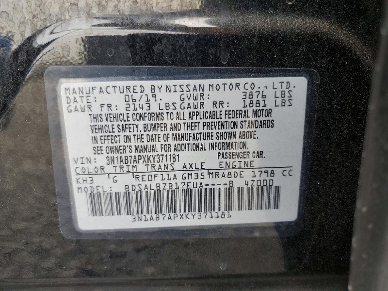 Продаж на аукціоні авто 2019 Nissan Sentra, vin: 3N1AB7APXKY371181, номер лоту: 64532186