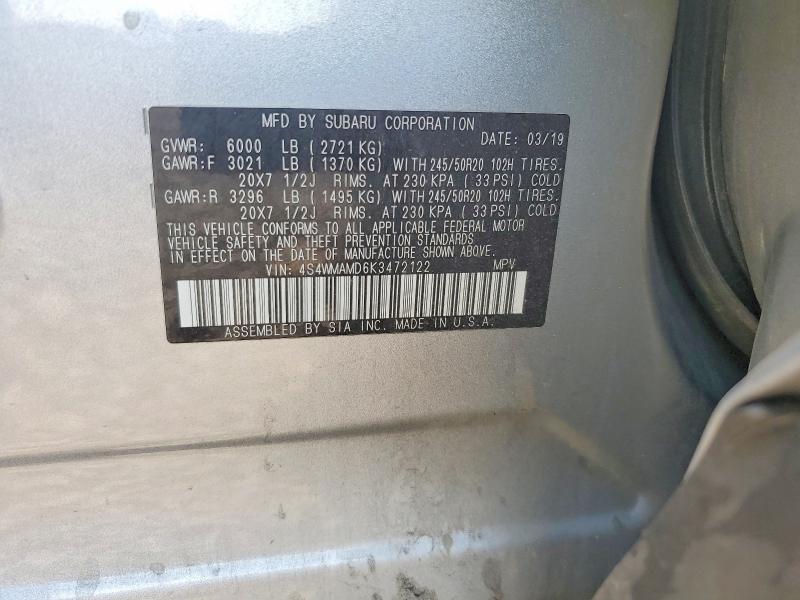 Продаж на аукціоні авто 2019 Subaru Ascent, vin: 4S4WMAMD6K3472122, номер лоту: 66591676
