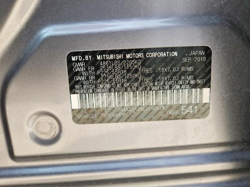 Продажа на аукционе авто 2019 Mitsubishi Outlander, vin: JA4AZ3A36KZ012571, номер лота: 64158846