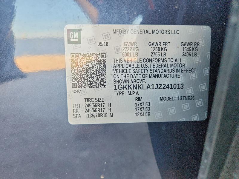 Aukcja sprzedaży 2018 Gmc Acadia, vin: 1GKKNKLA1JZ241013, numer aukcji: 66463656