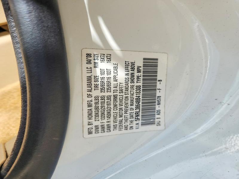 2008 Honda Odyssey მანქანა იყიდება აუქციონზე, vin: 5FNRL38648B418308, აუქციონის ნომერი: 64112746