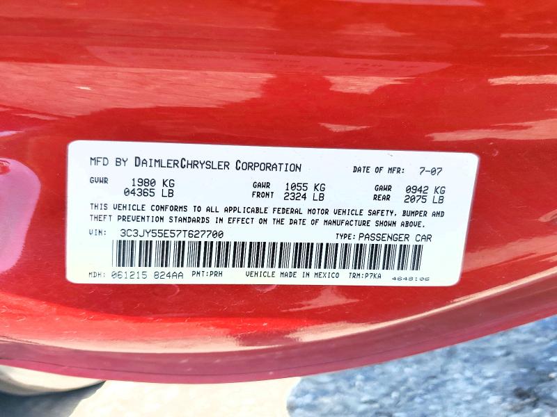 2007 Chrysler Pt Cruiser მანქანა იყიდება აუქციონზე, vin: 3C3JY55E57T627700, აუქციონის ნომერი: 64428516