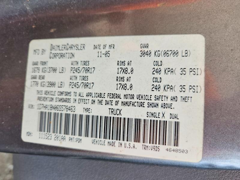 64593816 :رقم المزاد ، 1D7HA18N06S578463 vin ، 2006 Dodge Ram 1500 مزاد بيع