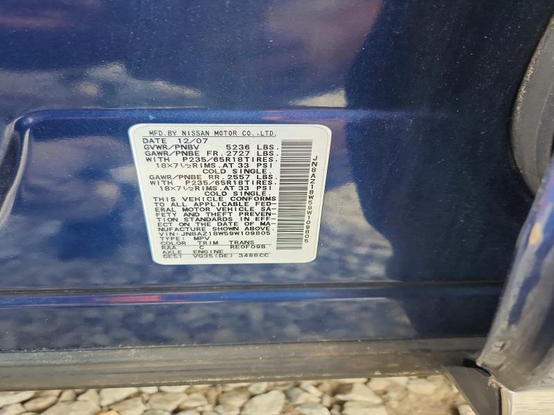 67193496 :رقم المزاد ، JN8AZ18W59W109805 vin ، 2009 Nissan Murano مزاد بيع
