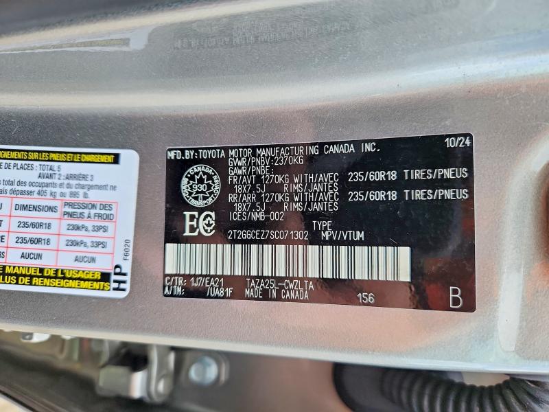 2025 Lexus Nx მანქანა იყიდება აუქციონზე, vin: 2T2GGCEZ7SC071302, აუქციონის ნომერი: 66336096