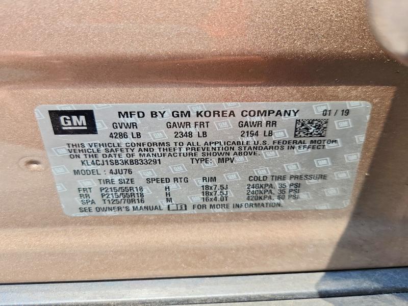 Aukcja sprzedaży 2019 Buick Encore, vin: KL4CJ1SB3KB833291, numer aukcji: 65401116