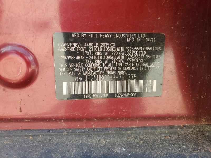 63252506 :رقم المزاد ، JF2SHBCC9BH761375 vin ، 2011 Subaru Forester مزاد بيع