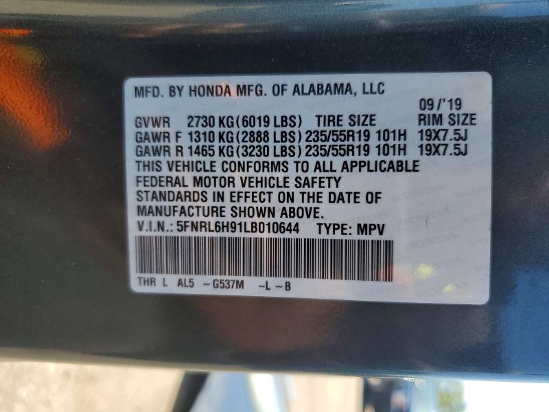 Aukcja sprzedaży 2020 Honda Odyssey, vin: 5FNRL6H91LB010644, numer aukcji: 63694776